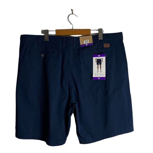 Jachs New York Men's Navy Flat Front Classic Fit Shorts - Picture 2 of 7